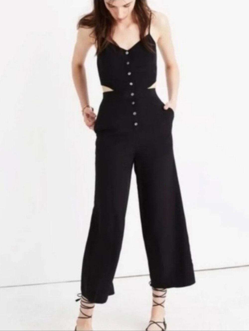 Madewell Black Cut-Out Wide-Leg Jumpsuit